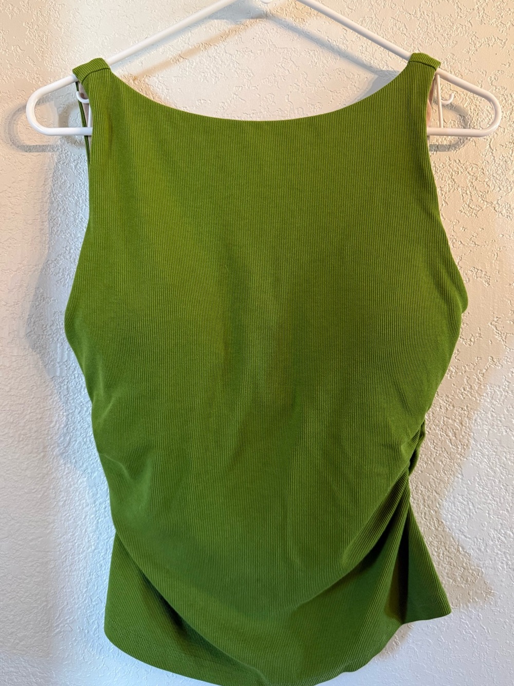 OGL One-Shoulder Green Ribbed Dress